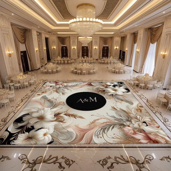 Personalized Removable Vinyl Floor Graphics | Custom Adhesive Floor Decals | Wedding & Dance Floor Decor | Wedding Dance Floor
