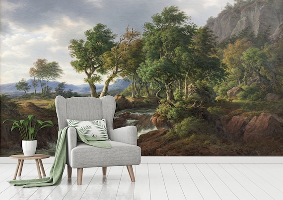 Vintage Forest Peel and Stick Wallpaper (Custom Size, Removable)