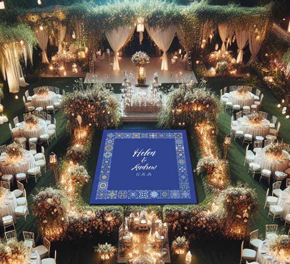 Custom Wedding Dance Floor Wrap - Personalized Vinyl Floor Decal - Elegant Tile Pattern - Reception Decor - Large Event Sticker