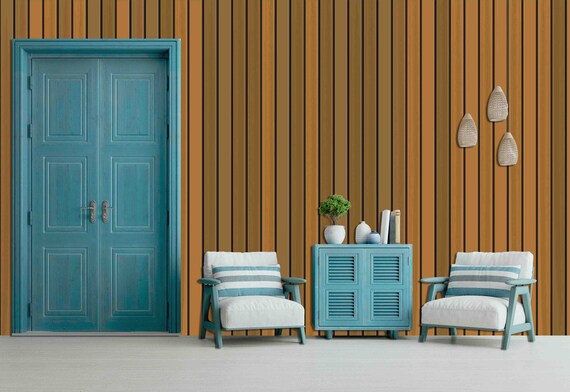 Brown Wood Slat Wallpaper - Custom Size, Peel and Stick