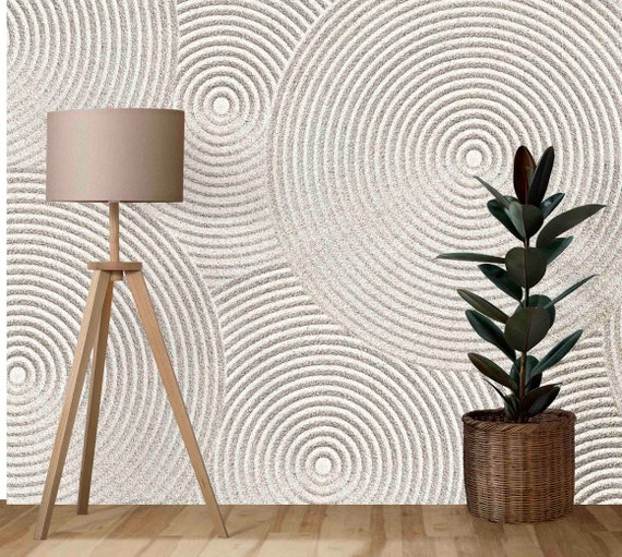 Custom Size Wallpaper - Circle Pattern on Sand Wallpaper - Peel and Stick Wall Decal - Self Adhesive or Pre-Pasted - Removable Wallpaper