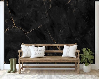 Black Gold Marble Peel and Stick Wallpaper – Custom Size