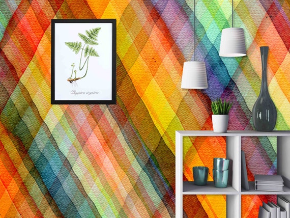 Custom Size Wallpaper - Watercolor Abstract Colorful Wallpaper - Peel and Stick Wall Decal - Self Adhesive or Pre-Pasted