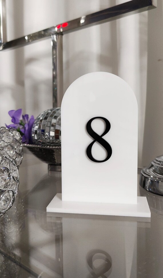 White Acrylic 3D Table Numbers - Table Numbers with Stands - Wedding Table Signs - Wedding Event Decor - Party Decor - 3/16 Thick