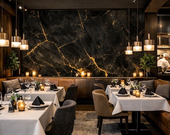 Black Gold Marble Peel and Stick Wallpaper – Custom Size