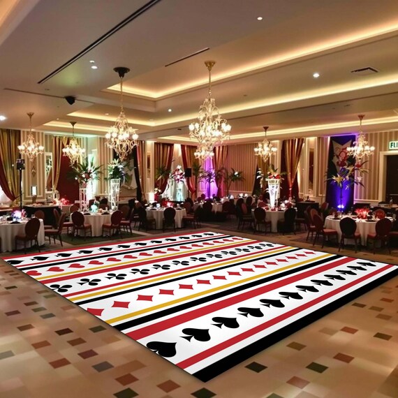 Personalized Casino Theme Vinyl Floor Wrap | Custom Removable Adhesive Floor Decals | Wedding, Party & Dance Floor Decor