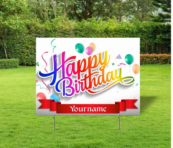 Personalized Happy Birthday Yard Signs, 24"x 18" Custom Name, Outdoor Lawn Party Decorations, Birthday Lawn Ornaments, Kids Birthday Signs