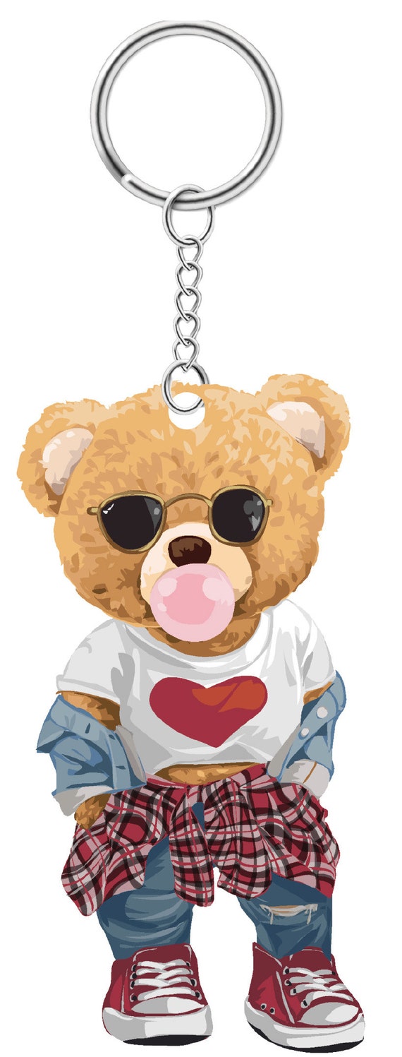 Cute Bear Acrylic Keychain - Perfect for Gift - Accessory for backpack - Special Design Multi Color Charm