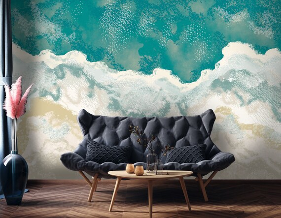 Custom Size Wallpaper - Abstract Ocean Wallpaper  - Peel and Stick Wall Decal - Self Adhesive or Pre-Pasted - Removable Wallpaper
