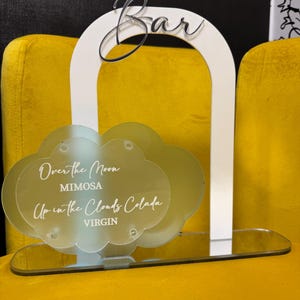 Custom Cloud Bar Sign - Acrylic Cloud Theme Drink Display - On Cloud 9 Event Decor