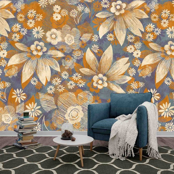 Plant Pattern Wallpaper: Modern Peel and Stick (Custom Size, Removable)