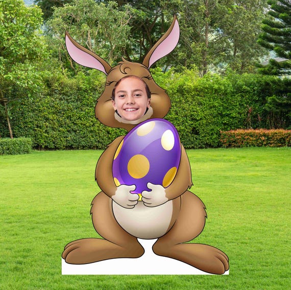 Easter Bunny Yard Decor | Fun Face Cutouts |  Rabbit Face Easter Decor Photo Props, Yard Lawn Garden Decor Metal Stakes