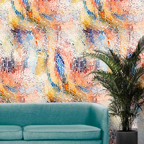 Custom Size Wallpaper - Abstract Pattern Wallpaper - Peel and Stick Wall Decal - Self Adhesive or Pre-Pasted - Removable Wallpaper