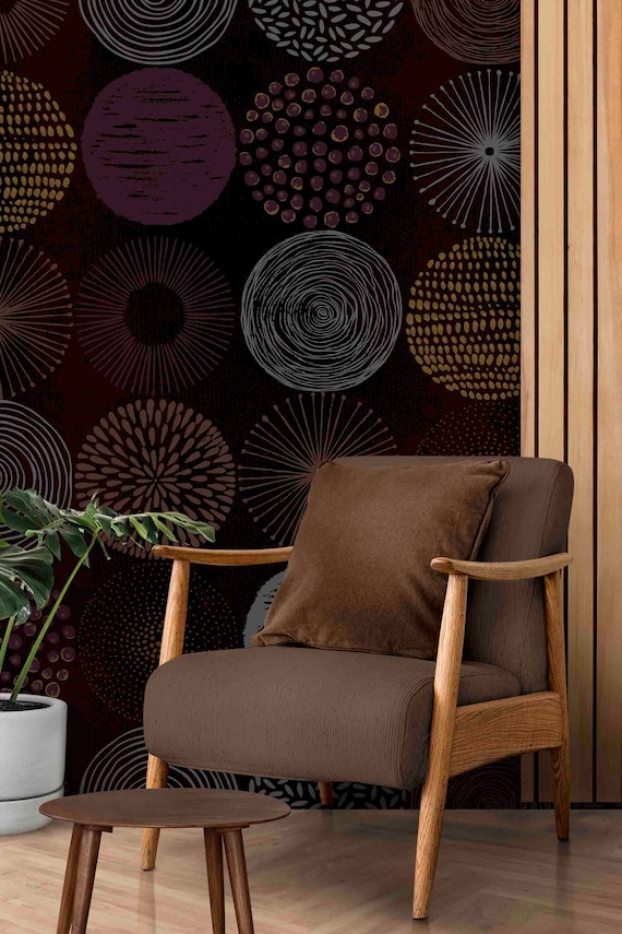 Peel and Stick Wallpaper: Modern Abstract Retro - Custom Size