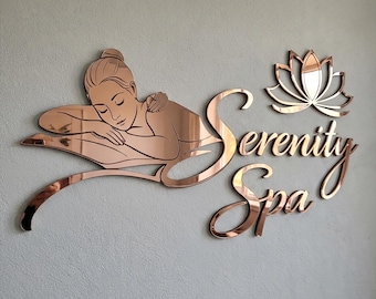 Custom 3D Salon Sign – Mirror Gold Acrylic Beauty Studio Logo – Instagrammable Wall Decor – Easy Install
