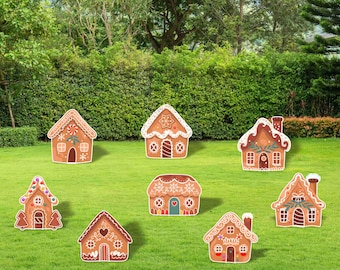 Gingerbread House Yard Signs - Large Outdoor Christmas Lawn Decor