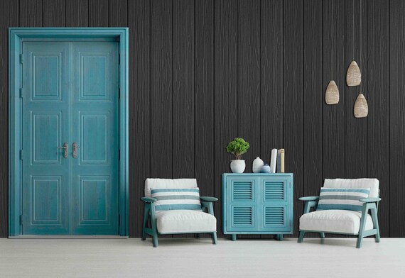 Custom Size Wallpaper - Black Wood Texture Wallpaper  - Peel and Stick Wall Decal - Self Adhesive or Pre-Pasted - Removable Wallpaper