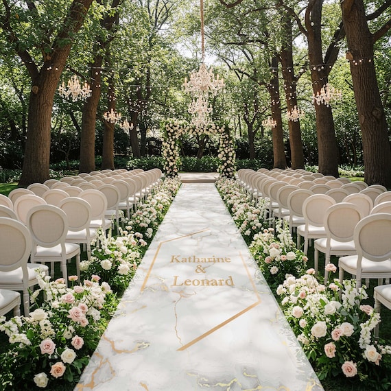 Customizable Wedding Removable Vinyl Runner Wrap | Aisle Runner | Wedding Decor | Wedding Signage, Ceremony | Monogram Wedding Runner