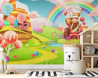 Candy Land Wallpaper: Custom Peel and Stick Wall Decal (Removable)