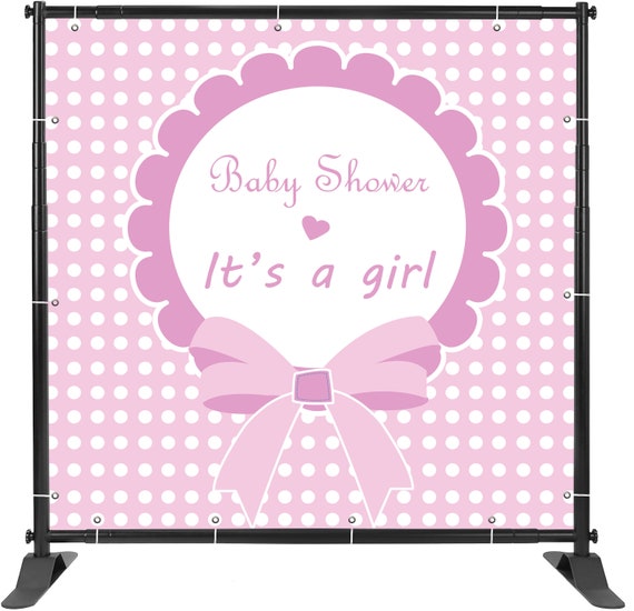 Baby Shower Backdrop Banner |  It's a Girl Step and Repeat Backdrop |  Backdrop Banner | Photo Background Photo Booth | Backdrop Banner Girl