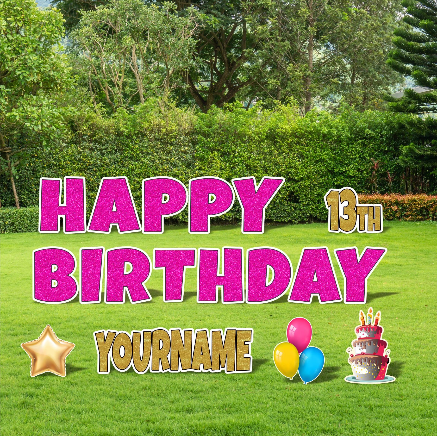 Personalized Birthday Yard Signs, 18 Inch Happy Birthday Lawn Signs, Outdoor Lawn Decorations, Ornaments, Custom Name & Age