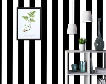 Black Striped Wallpaper: Custom Size Peel and Stick Wall Decal