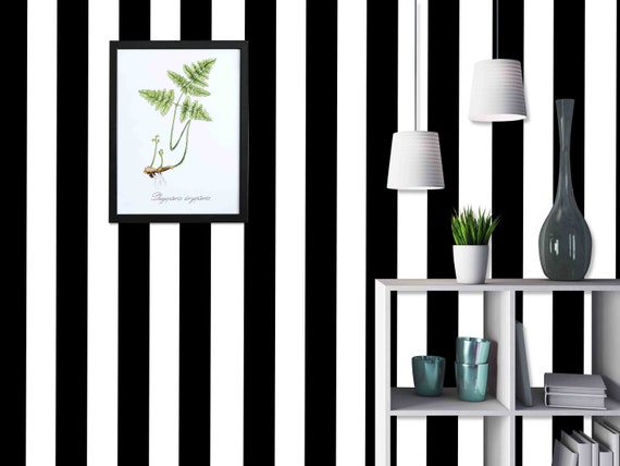 Custom Size Wallpaper - Black Stripes Wallpaper - Peel and Stick Wall Decal - Self Adhesive or Pre-Pasted