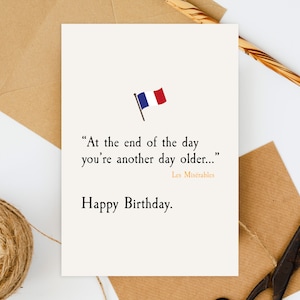 Recycled Les Miserables Lyrics Inspired Birthday Card / Les Mis / Theatre / Musical / West End / Victor Hugo / Stagey Birthday Card
