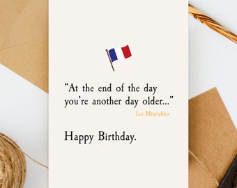 Recycled Les Miserables Lyrics Inspired Birthday Card / Les Mis / Theatre / Musical / West End / Victor Hugo / Stagey Birthday Card