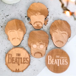 Set of The Beatles Wooden Coasters - Home Decor - Geek Gift - Handmade Supplies - Wood Handmade - Housewarming - Bands Item - Classic Rock