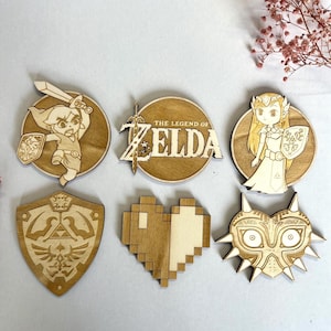 Juego de 6 posavasos de madera de The Legend of Zelda - Regalo de inauguración - Geek - Personalización gratuita - Hecho a mano - Decoración del hogar - Figura - Juego
