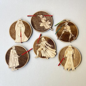 Set of Star Wars Jedi Wooden Coasters - Free Customization - Home Decor - Geek Gift - Handmade Supply - Sci-fi - Star Wars Fan -kitchenware