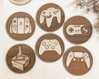Set of Video Game Controllers Wooden Coasters - Home Decor - Geek Gift - Handmade Supplies - Wood Handmade - Housewarming - Gamer Item