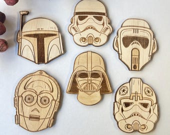 Set of Star Wars Classic Wooden Coasters - Free Customization - Home Decor - Geek Gift - Handmade Supply - Sci-fi - Star Wars Fan