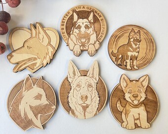 Set of 6 Golden Retriever Wooden Coasters - Home Decor - Pet Gift - Handmade Supplies - Wood Handmade - Housewarming - Pet Collection -