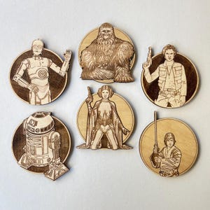 Set of Star Wars Classic Wooden Coasters - Free Customization - Home Decor - Geek Gift - Handmade Supply - Sci-fi - Star Wars Fan