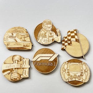 Set of 6 Formula 1 Wooden Coasters - Home Decor - Unique Gift - Handmade Supplies - Wood Handmade - Motorsport - F1 Pilots