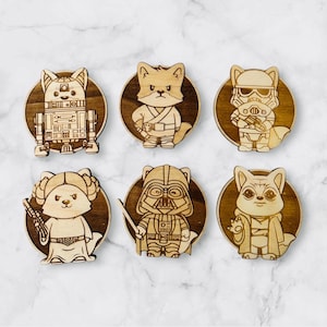 Star Wars Fox Collection Wooden Coasters - Free Customization - Home Decor - Geek Gift - Handmade Supply - Sci-fi - Star Wars Fan -