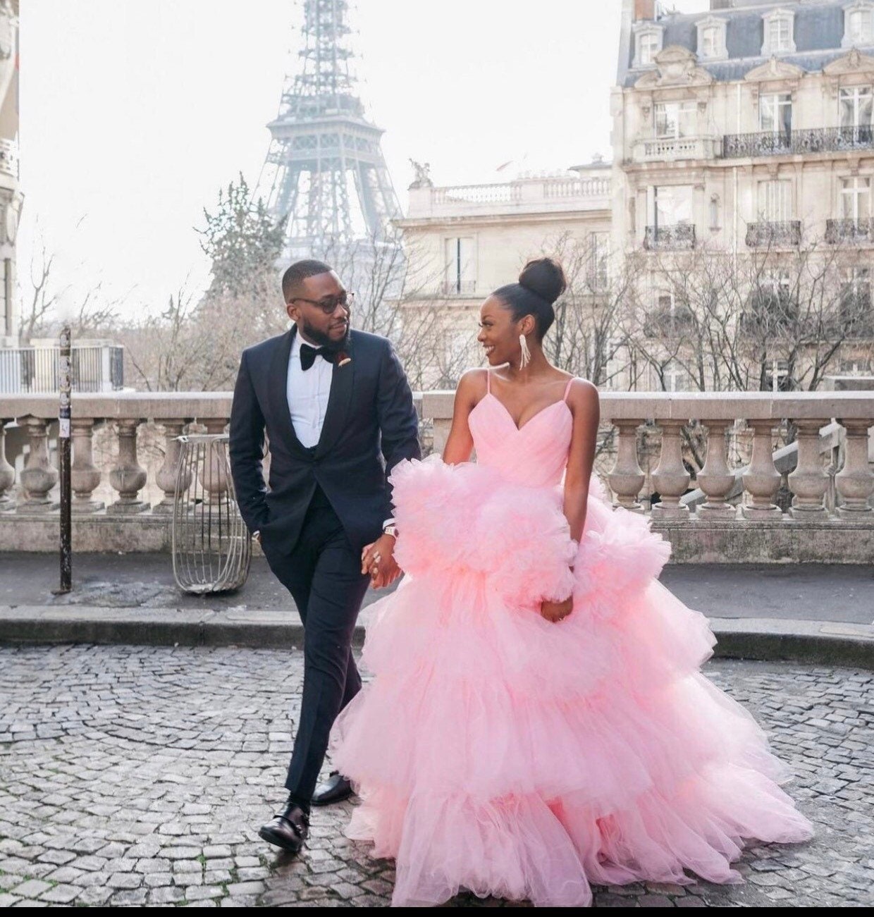 Pink tulle long dress discount