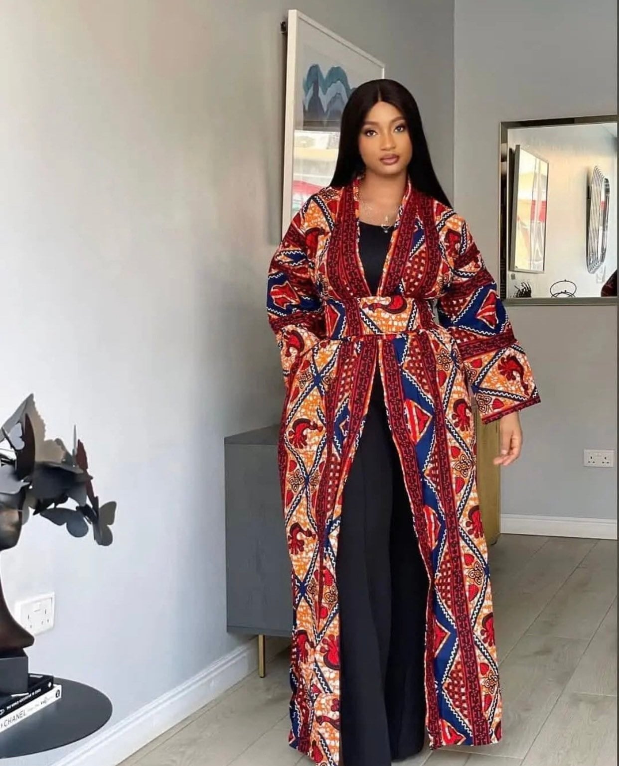 Veste kimono longue à imprimé africain, kimono Ankara, kimono à