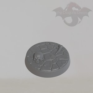 25mm/32mm Round Base - Dungeon Floor with a skull and bone - Miniature Bases