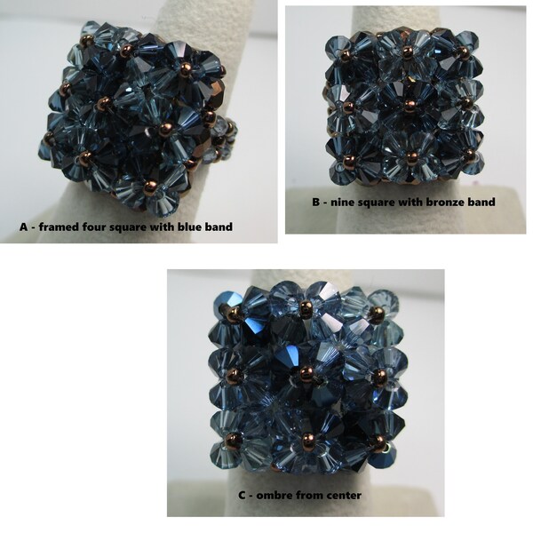 Ring Swarovski crystal and glass woven