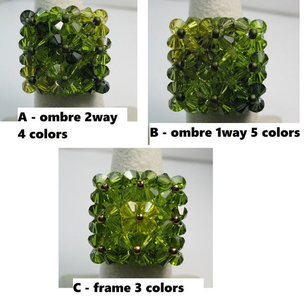 Woven ring Swarovski crystals limon colors