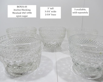 Anchor Hocking Wexford 1967-1998 clear glass open sugar bowl no lid BOX31-05