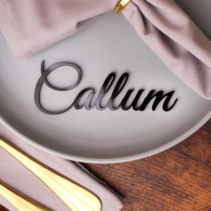 Place Names For Weddings - Personalized Black Acrylic Wedding Place Cards: Modern Calligraphy Table Decor