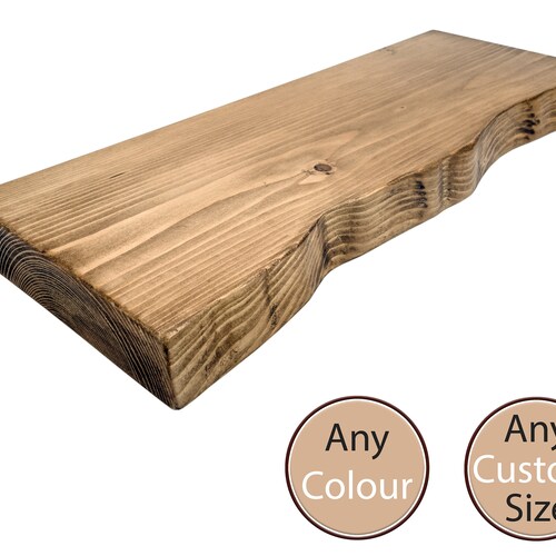 Live Edge Rustic Floating Wooden Shelf Made From Solid Wood.. Etsy UK
