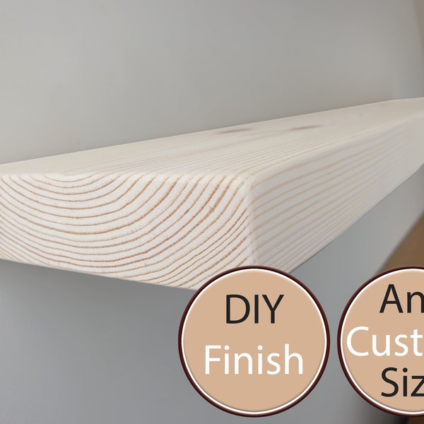 thumbnail image 2 of Bespoke Solid Wood Floating Shelf – Rustic, Wall Mountable, Made In UK (30-150cm) 2 of 5