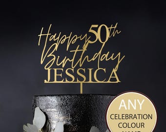 Personalized 50th Birthday Cake Topper: Acrylic Milestone Party Decor