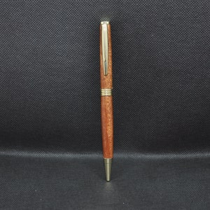 Bois (FONCÉ) - Stylo fait main fin, finition dorée