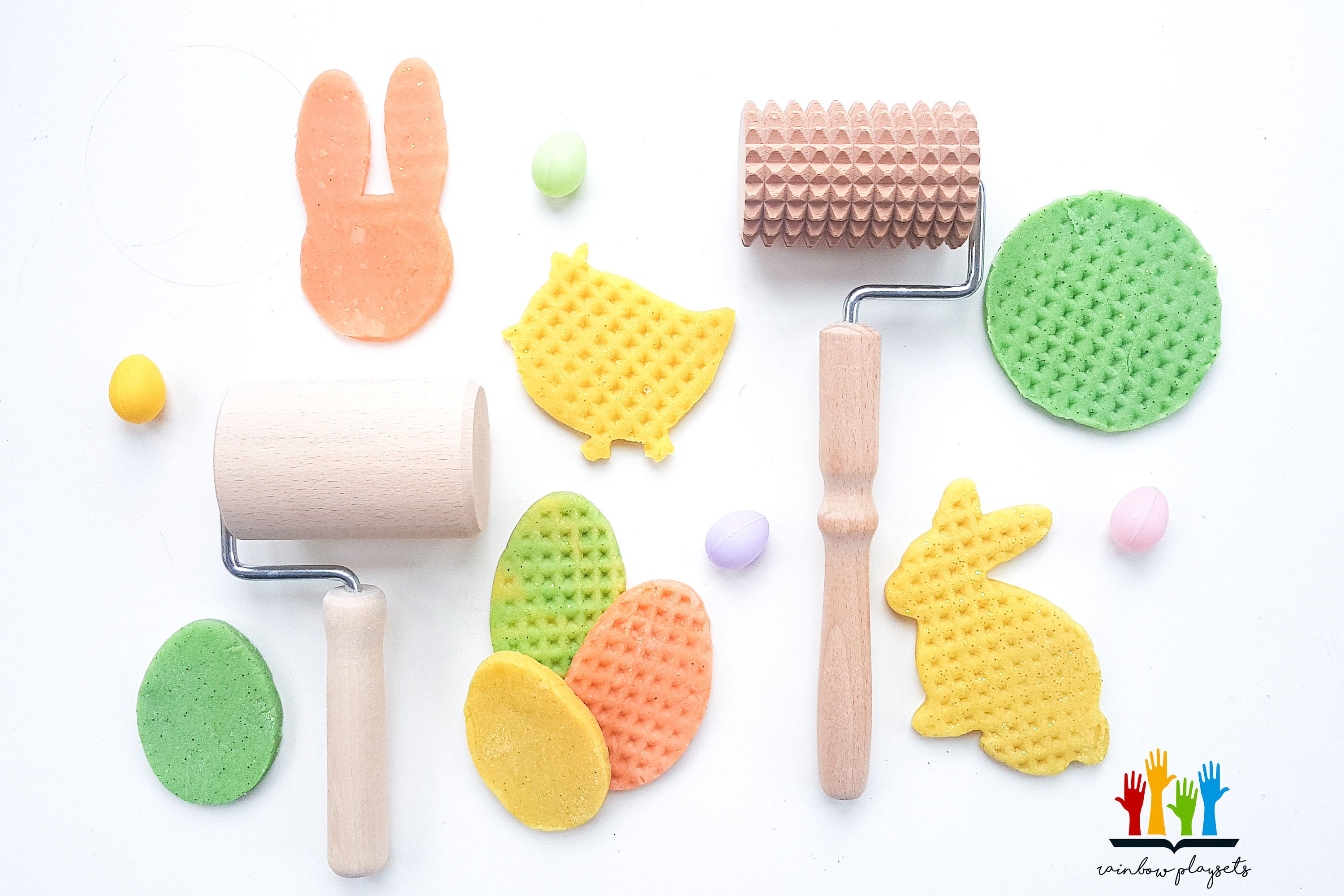 Set of 2 Playdough Wooden Rolling Pins for Children Etsy